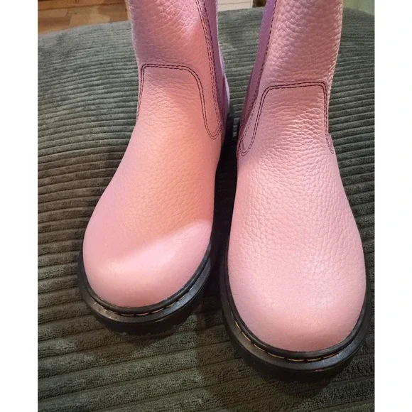 Dr Martens Bex Heart Cut Out Platform Boots Pink Leather Zip Up Size 5 - Picture 8 of 9